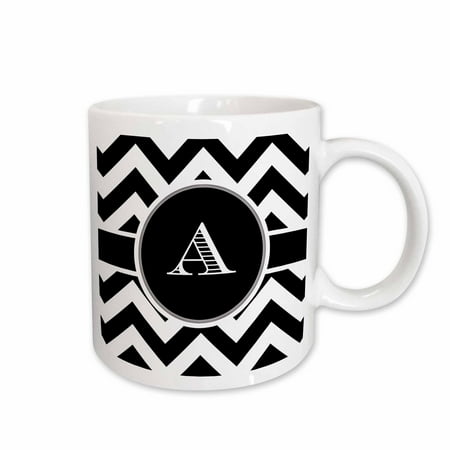 

3dRose Black and white chevron monogram initial A Ceramic Mug 15-ounce