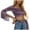 Purple, variant on Plebaso Women's Crop T-Shirts Fringe Long Sleeve Casual Tees Square Neck Fashion Going out Tops for Women