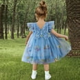 thumbnail image 4 of lcziwo Baby Girls Tulle Dress Sleeveless Floral Butterfly Tutu Dress Toddler Girls Birthday Party Princess Dresses Blue 80, 4 of 10