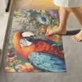 thumbnail image 2 of Dreamtimes Toiletry Mat Parrot Sits in Flower Print, Luxury U-Shaped Toilet Rug, Soft Contour Mat for Bathroom Floor, Non-Slip Absorbent Bath Carpet, Dry Quickly, Machine Washable, 24"X20", 2 of 4