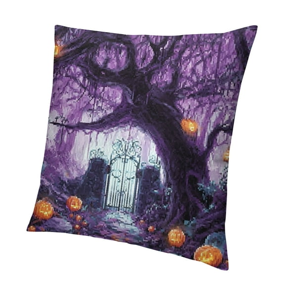 BCIIG Purple Forest Pumpkins Square Halloween Pillow Covers 12x12in