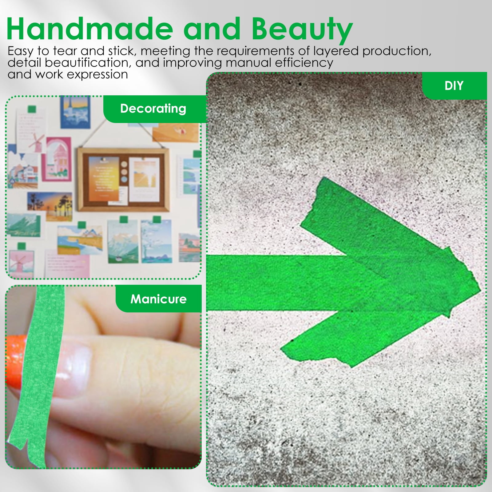 12 Rolls Green Masking Tape, Green Painters Tape 1 Inch Wide Smart Adhesion Paint Tape for DIY Crafts Art Car Wall Decor Painting, 22Yards