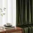 thumbnail image 3 of Jainmy 84 inches Pinch Pleated Velvet Blackout Curtains for Bedroom Living Room,Luxury Room Darkening Thermal Insulated Velvet Curtains,Olive Green,2 Panels,40"×84", 3 of 8