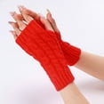 thumbnail image 1 of Nvzi Conjunto de 2 pares de guantes cálidos de punto para el brazo, adecuados para niños y niñas, cálidos guantes de invierno sin pulgares (rojo), 1 of 5