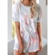 thumbnail image 3 of Conjunto de pijama de 2 piezas con estampado tie dye y volantes cortos para mujer, top de manga corta y pantalones cortos, ropa de dormir, 3 of 4