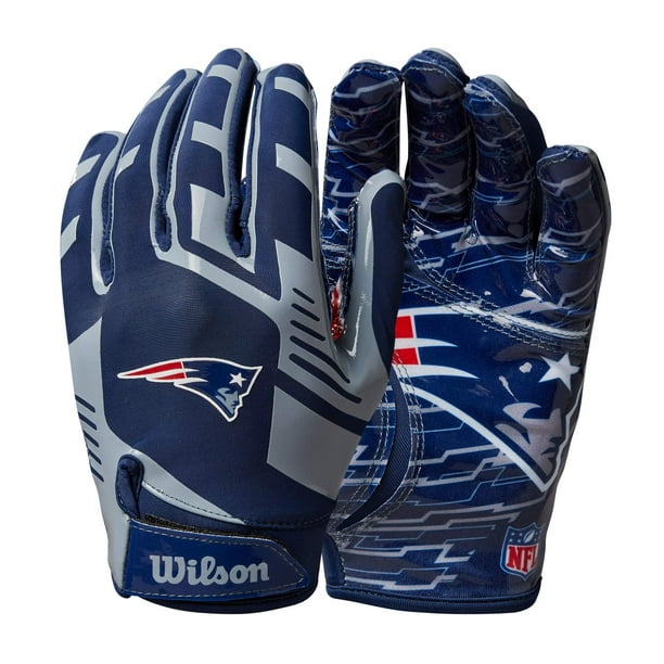 Guantes de fútbol Wilson Nfl Stretch Fit - Jóvenes Patriotas de Nueva Inglaterra