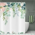 thumbnail image 3 of Spring Eucalyptus Leaf Shower Curtains Weighted Bottom Sage Green Watercolor Botanical Plants with Pink Flower Fabric Waterproof Washable 12 Hooks72''''x72'''' Green Leaf With Floral-weighted Hem, 3 of 6