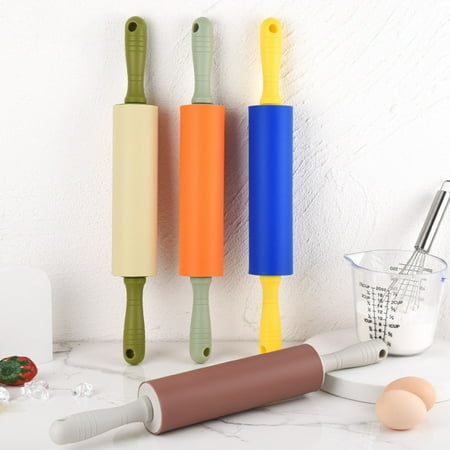 

Riguas Patchwork Color Hanging Hole Ergonomic Rolling Pin Non-Stick Silicone Pastry Dough Flour Roller Kitchen Supplies