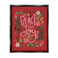 thumbnail image 2 of Stupell Industries Peace & Joy Holiday Botanicals Plants Modern Calligraphy Graphic Art Metallic Gold Floating Framed Canvas Print Wall Art, Design by Louise Allen, 2 of 5