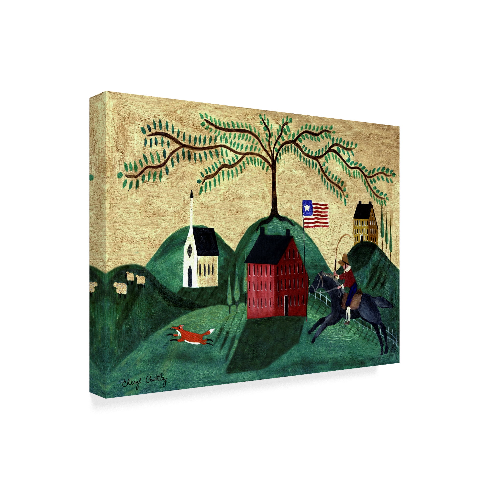 Trademark Fine Art 'Horse Fox Willow Tree' Canvas Art by Cheryl Bartley