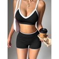 thumbnail image 2 of Brassiere And Shorts Set Sports Bras For Women Halter Strap Quick-Drying Sports Underwear Set, Shock-Absorbing, Cushioned Yoga Bra, Outdoor Running And Fitness Wear Black M, 2 of 5
