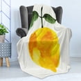 thumbnail image 4 of Yellow and Orange Soft Flannel Fleece Blanket, Hand Drawn Lemon Watercolors Summer Organic Food Natural Product, Cozy Plush for Indoor and Outdoor Use, 50" x 60", Yellow Orange Green, by Ambesonne, 4 of 5