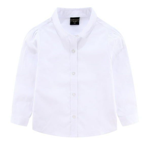 Fgnfyis Girls Shirts Kids Performance Season Spring Autumn Button White Shirt for Kids Girls Long Sleeve Shirts White 14-15 Years