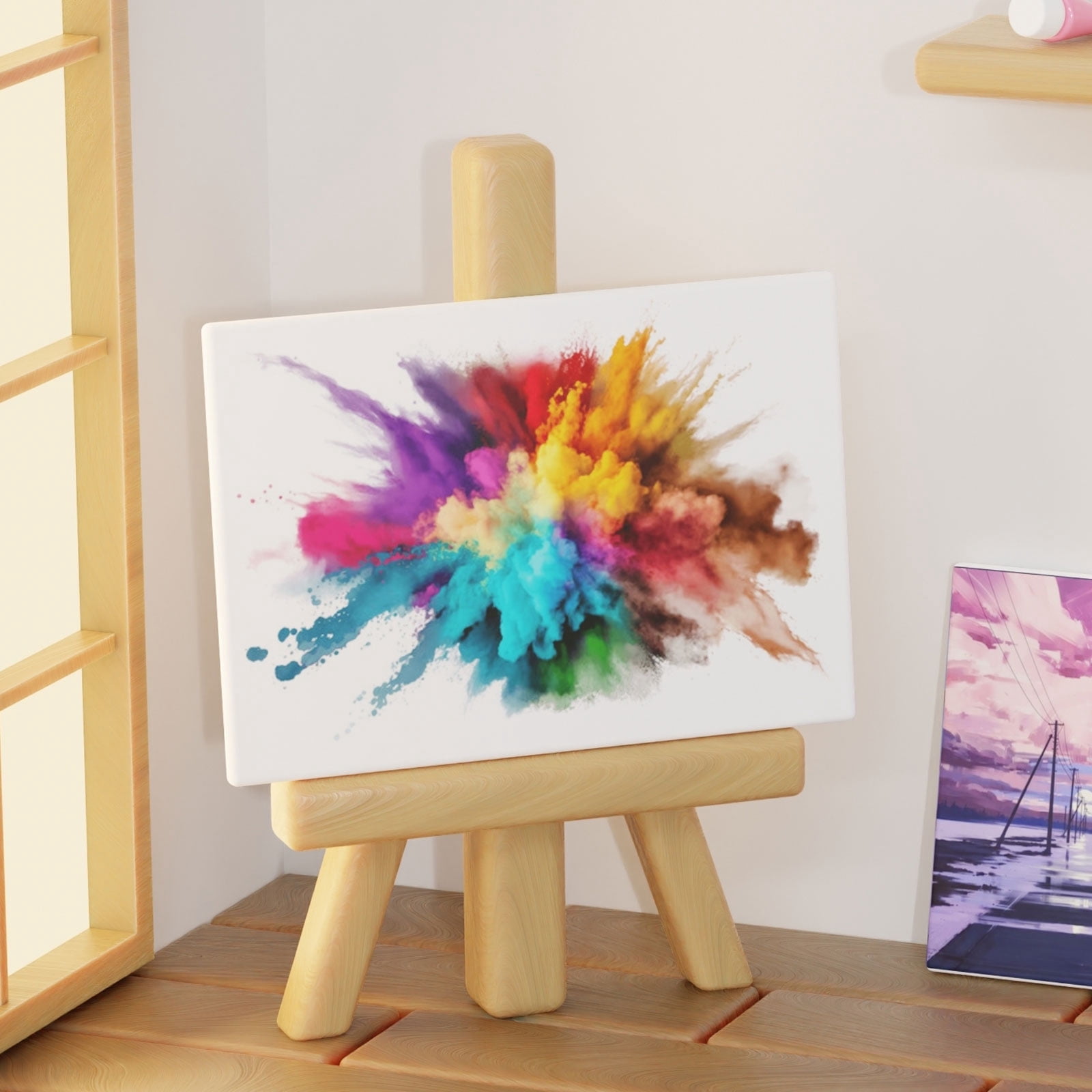 Unique Bargains 2.8"x2.8" Canvas Boards for Painting Cotton Wood Frame Square Canvas Panel