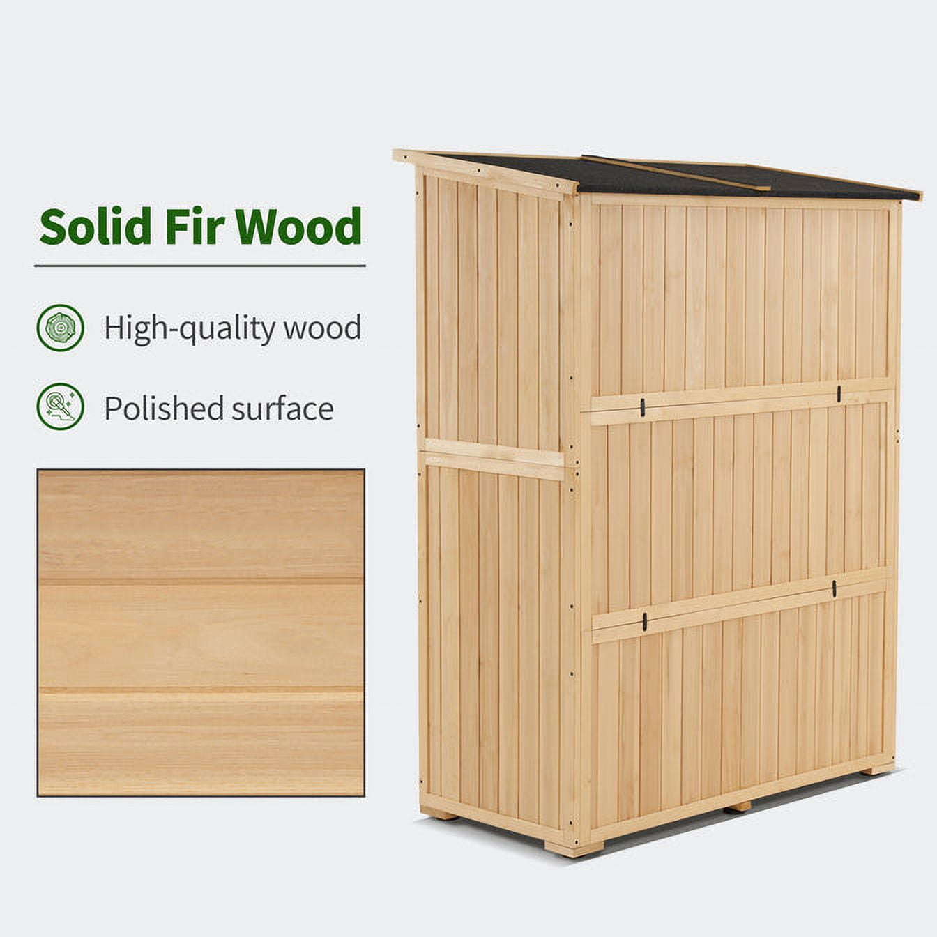 Macrout Outdoor Storage Cabinet, Wooden Storage Tool Shed with Lock for Patio Yard Lawn,Large