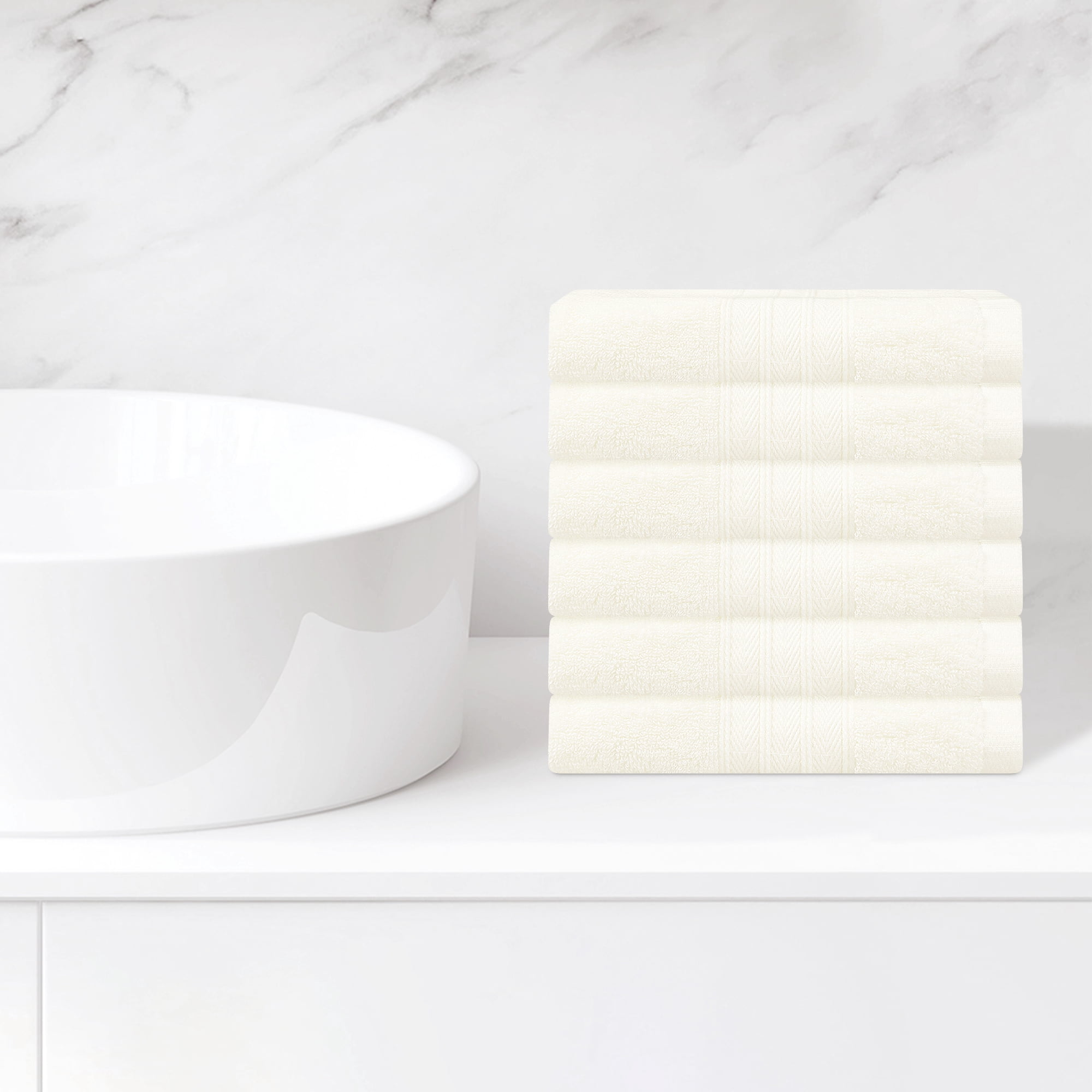 Unique Bargains Striped Cotton Bath Washcloths Absorbent Face Towel Body Wash Cloth Towels Beige 6