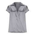 thumbnail image 6 of Oplxuo Lapel Satin Blouses for Women Summer V Neck Wrap Office Shirts Short Sleeve Dressy Business Casual Tops, 6 of 7