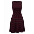 thumbnail image 5 of Hduncf Women's Casual Dresses Trendy Waistline Round Neck Sleeveless Striped High Waisted A Line Bodycon Dresses Red L, 5 of 7