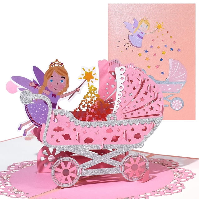 Tarjeta de felicitación CNLITIHEKA pop-up para bebé niña