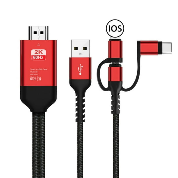 Cable De Conversión De Video Hd Unnlink Tipo C Micro Usb A Cable Compatible Con Hdmi Con Audio Mirror Cast Cable Para Iphone Para Ipad Teléfono Android A Proyector De Tv Led Vogacara EL012468-00