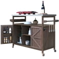 thumbnail image 2 of Îlot de Cuisine Extérieur Brun Foncé - Chariot de Bar Roulant avec Plateau de Table en Acier Inoxydable, 2 of 8