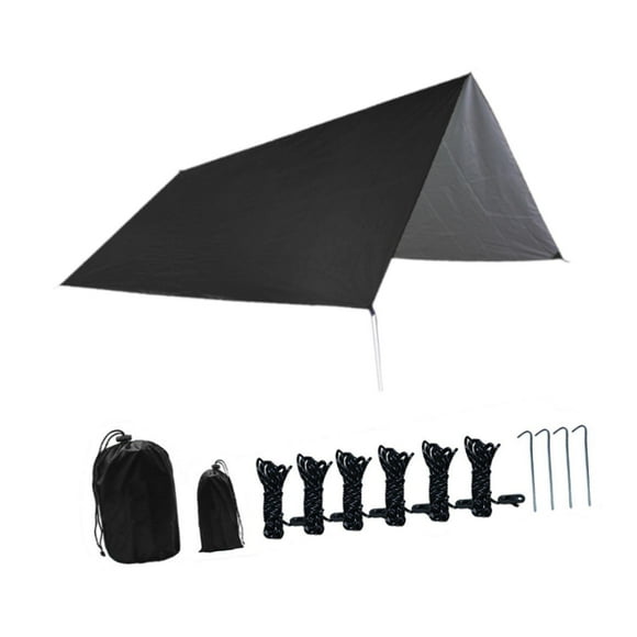 Ximing Camping Tarp Camping Canopy Hammock Tarp with Storage Bag Easily Set up Sun Shelter Tent Tarp for Garden Picnic BBQ Traveling Black