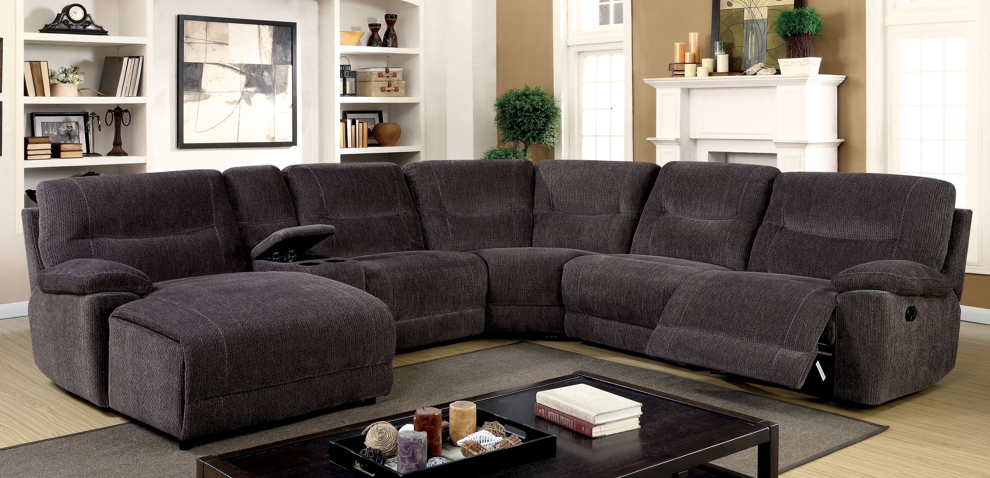 Furniture of America Transitional Chenille Yolin Reclining Sectional