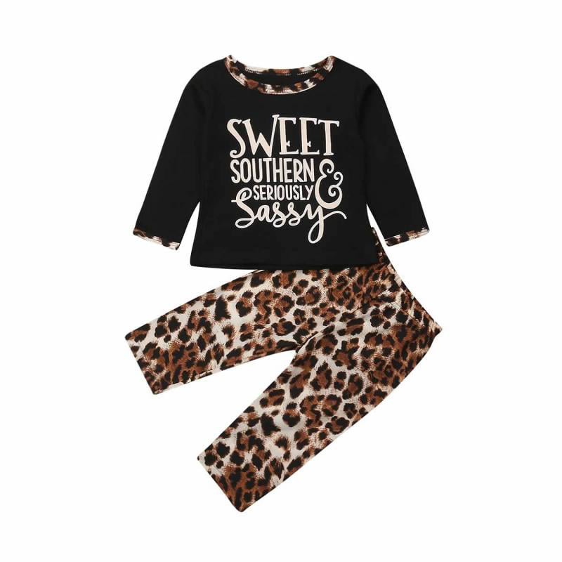 Baby Girls Outfit Long Sleeve Top and Leggings Animal Print 2Pcs Set 