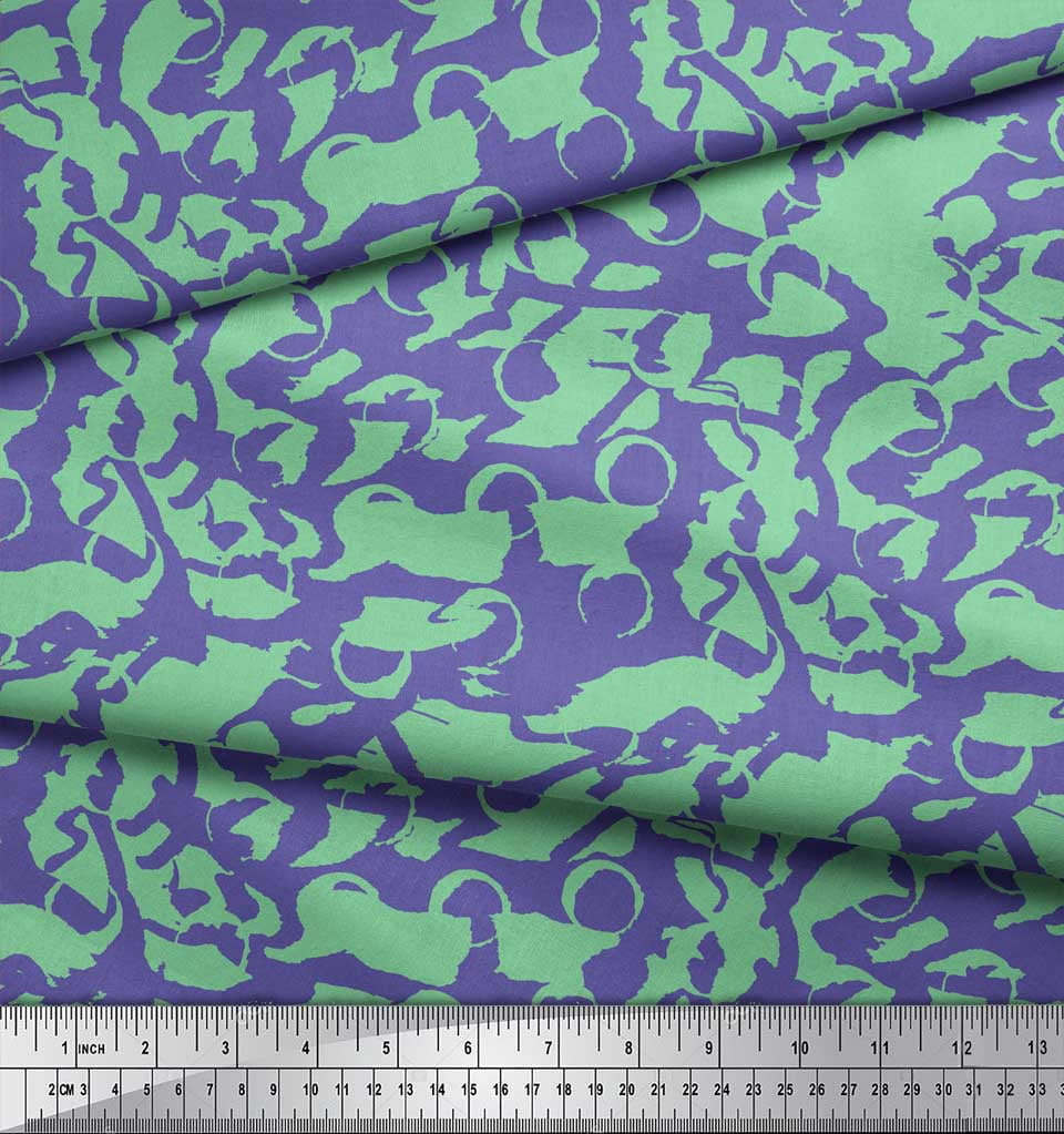 Soimoi Green Heavy Satin Fabric Abstract Circles Abstract Fabric Prints By Yard 54 Inch Wide