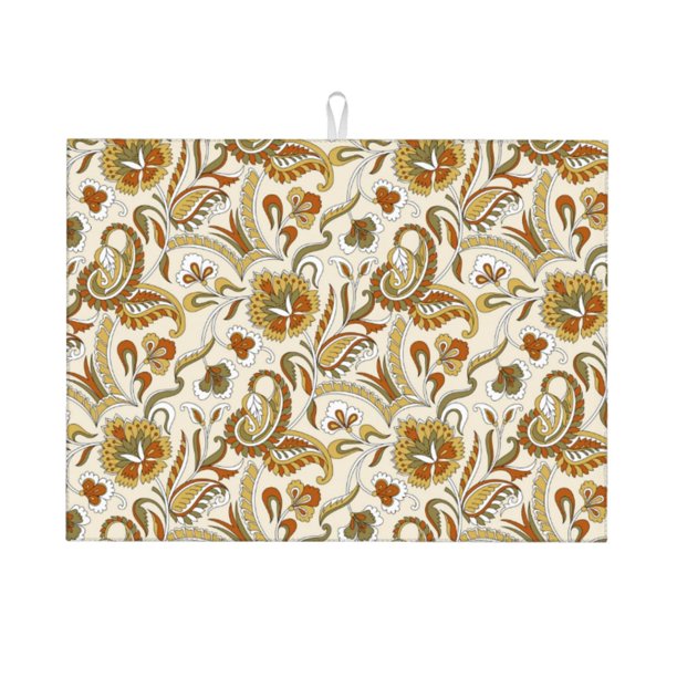 Fotbe Indian Paisley Alfombrilla de Secado para Cocina con Estampado, 18x24 Pulgadas