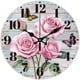 thumbnail image 1 of Reloj de pared redondo decorativo de 30 cm con diseño de rosas y mariposas, funciona con pilas, silencioso y sin tictac., 1 of 9