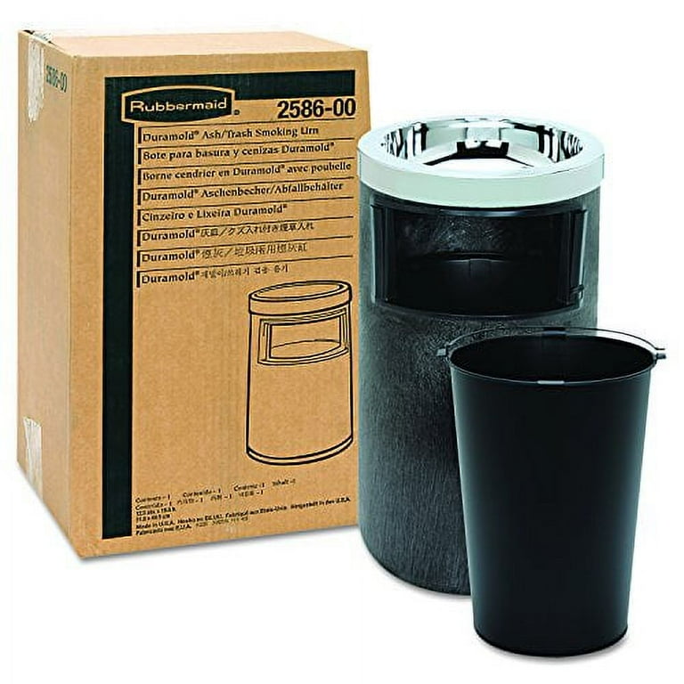 Rubbermaid Commercial Smoking Urn with Ashtray and Metal Liner, 2 gal,  19.5h x 12.5 dia, Black -RCP258600BLA