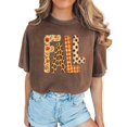 thumbnail image 4 of Fall Shirt for Women Leopard Floral Gingham Polka Dot Graphic Tee, Espresso Shirt, XL, 4 of 8