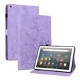 thumbnail image 2 of FJLBDE Case for Amazon Fire HD 8 Tablet (8th/7th/6th Gen, 2018/2017/2016), Embossed Flower PU Leather Flip Wallet Folio Stand Cover, Purple, 2 of 7