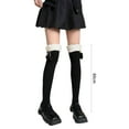 thumbnail image 5 of harmtty Winter socks 1 Pair Women Winter Stockings Anti-slip Breathable High Elasticity Over Knee Plush Ball Keep Warm Fleece Thick Japanese Style Long Socks Winter Garment Black, 5 of 7