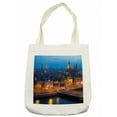 thumbnail image 1 of City Tote Bag, Night View of Amsterdam Famous Landmark European Urban Travel Architecture, Cloth Linen Reusable Bag for Shopping Books Beach and More, 16.5" X 14", Cream, by Ambesonne, 1 of 2