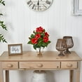 thumbnail image 3 of Nearly Natural 17in. Hibiscus with Fluted Vase Silk Flower Arrangement, Orange, 3 of 4