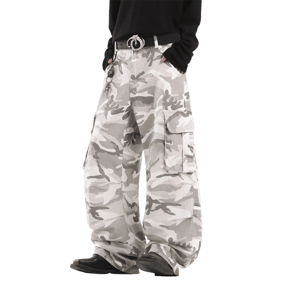 Mrmall Mens Camouflage Baggy Jeans Vintage Y2K Hip Hop Streetwear Loose Fit Denim Jeans