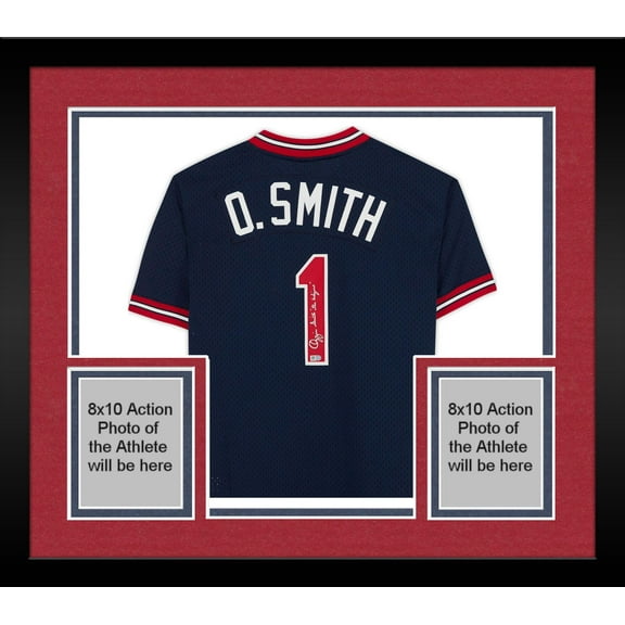 Framed Ozzie Smith St. Louis Cardinals Autographed Navy Mitchell & Ness Authentic Jersey with "The Wizard" Inscription - Fanatics Authentic Certified