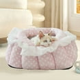thumbnail image 4 of AuroraX Cute Cat Bed with Lace Warm Luxury Self Warming Round Pet Bed Mat Plush Soft Insulated Cozy Warm Checkered Polka Dots Cat House Bed for Indoor Cats Kittens and Small Dogs(Pink), 4 of 6