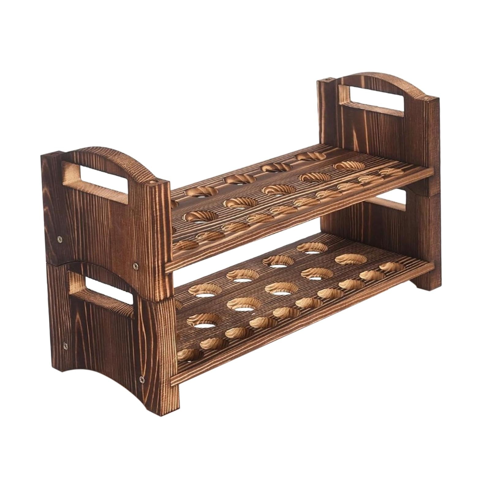 Egg Storage Holder Wooden Egg Shelf Stackable Tray Grooved Design for Pantries Kitchens Freezers Restaurants