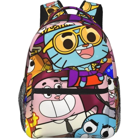 The Amazing Cartoon World Of Gumball Backpack Cute Cartoon Backpack Lightweight Durable Travel Laptop Backpack Unisex Cartoon Anime Fan Gift