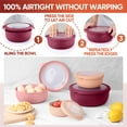 thumbnail image 6 of Vesteel 8Pcs Mixing Bowl Set with Lids, Nesting Plastic Bowls for for Mixing Serving Preparing Storage, Kitchen Prep Bowls, Dishwasher Safe, Rose, 6 of 9