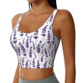 thumbnail image 2 of Fotbe Lavender Flowers Pattern Womens' Sports Bra Longline Wirefree Padded with Medium Support Sports Moisture-Wicking Workou Vest,Tank Top-, 2 of 9