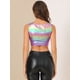 thumbnail image 5 of Chaleco Con Cuello En U Allegra K Mujer Sin Mangas Fiesta Clubwear Camiseta Corta Metálica Brillante Morado claro L, 5 of 6
