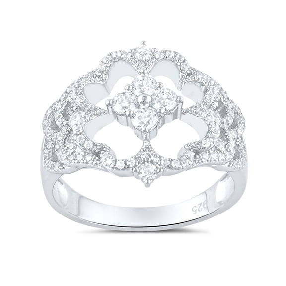 SilverCloseOut Sterling Silver Cz Cover Hearts Ring