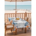 thumbnail image 2 of Outdoor Tablecloth with Umbrella Hole for Patio/Picnic/Party/Camping, Summer Coastal Waterproof Table Cloth Rectangle Table Cover Washable, Sea Ocean Starfish Shells Coral Conch Wood Gray (60"x 102"), 2 of 8