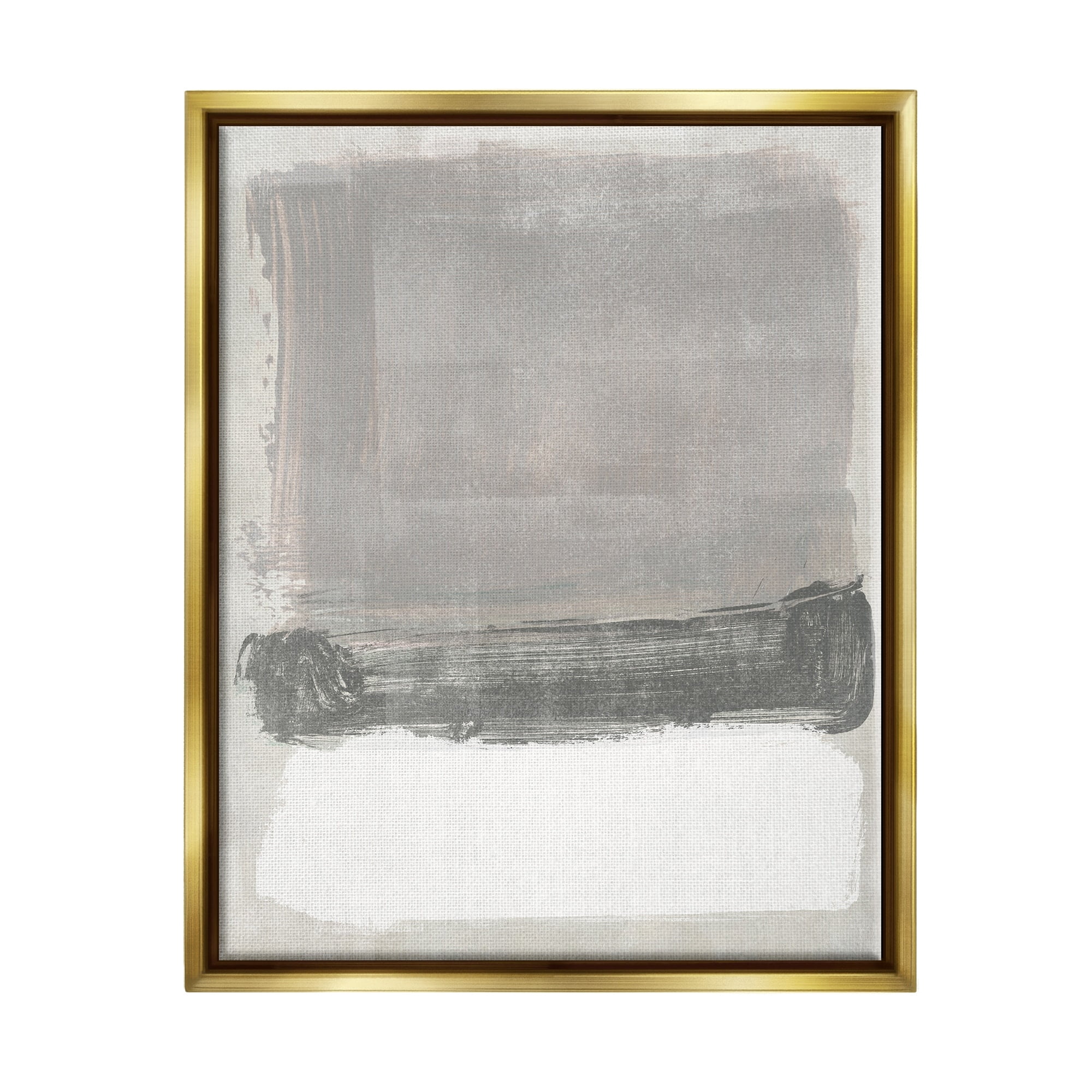 Stupell Industries Blocked Neutral Tones Abstract Brushstrokes Shapes Painting Metallic Gold Floating Framed Canvas Print Wall Art, Design by Jennifer Paxton Parker