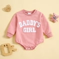 thumbnail image 2 of Kwasome Girls Romper Baby Girl Clothes Long Sleeve Romper Crewneck Letter Embroidery Sweatshirt Oversized Onesie Bodysuit Fall Clothes Pink Fashion Girls Romper 12-18 Months, 2 of 9