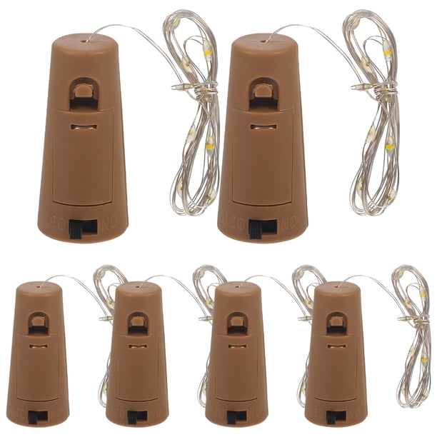 Cadena de luces decorativas LED para botellas de vino navideñas de 6 uds. (batería incluida)